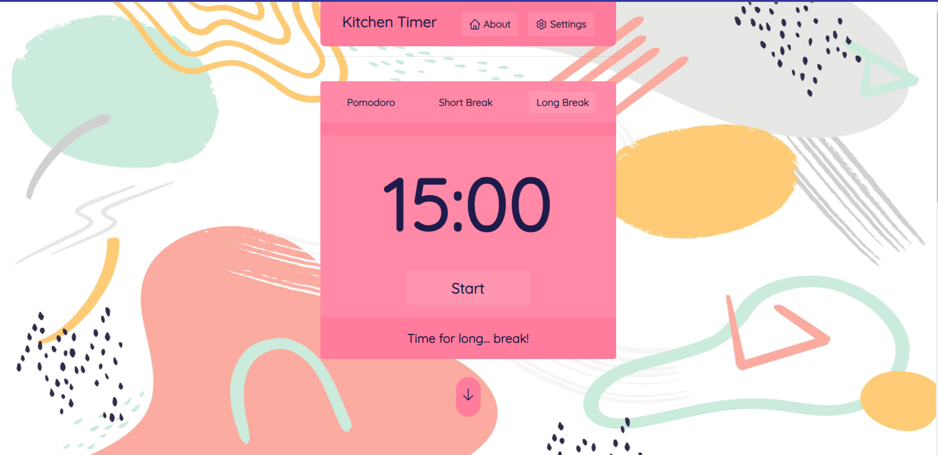 Screenshot of kitchen-timer web application